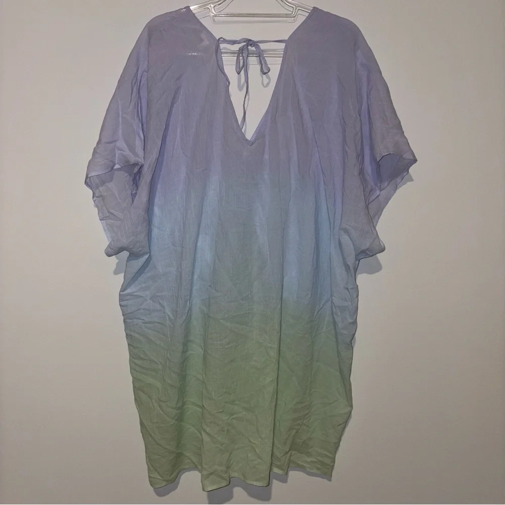 Aerie Front Ruched Cover Up Ombre Purple Blue‎ Green Size Medium